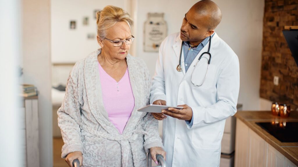 In-home healthcare discussion.